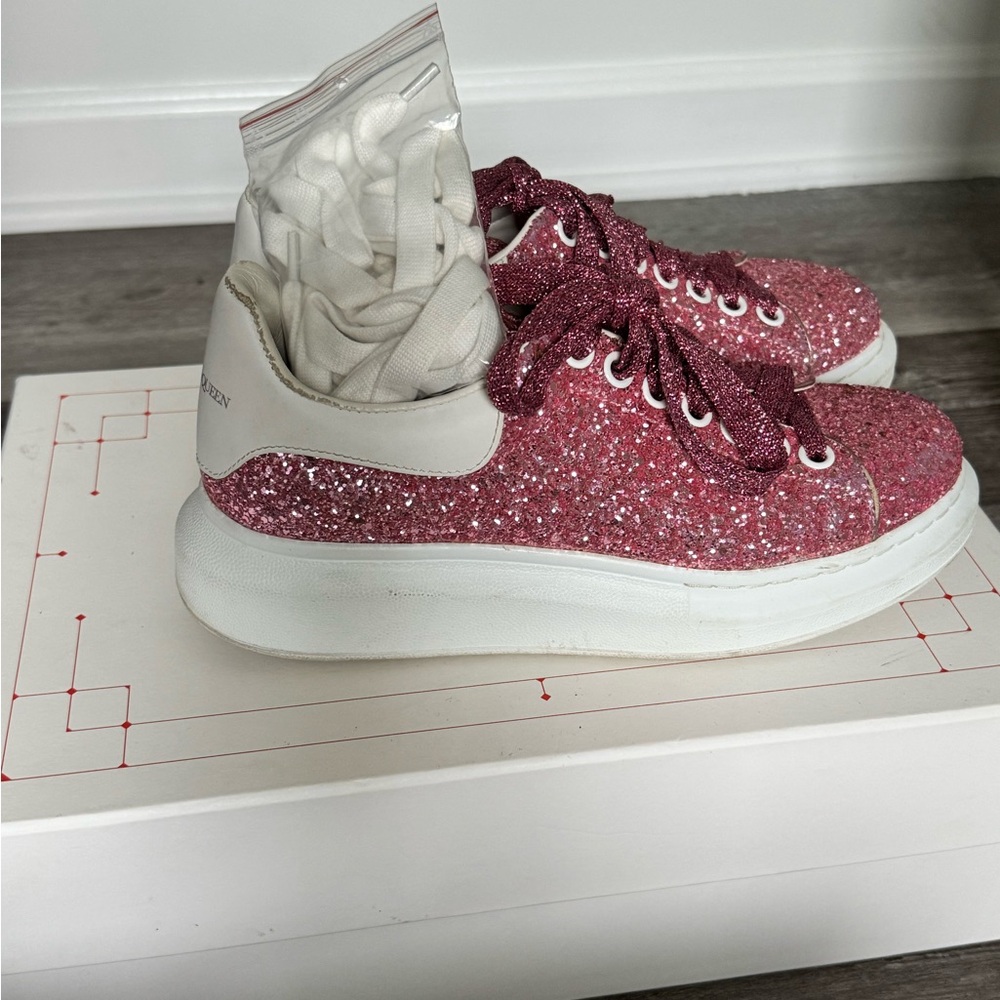 Alexander McQueen pink glitter sneakers